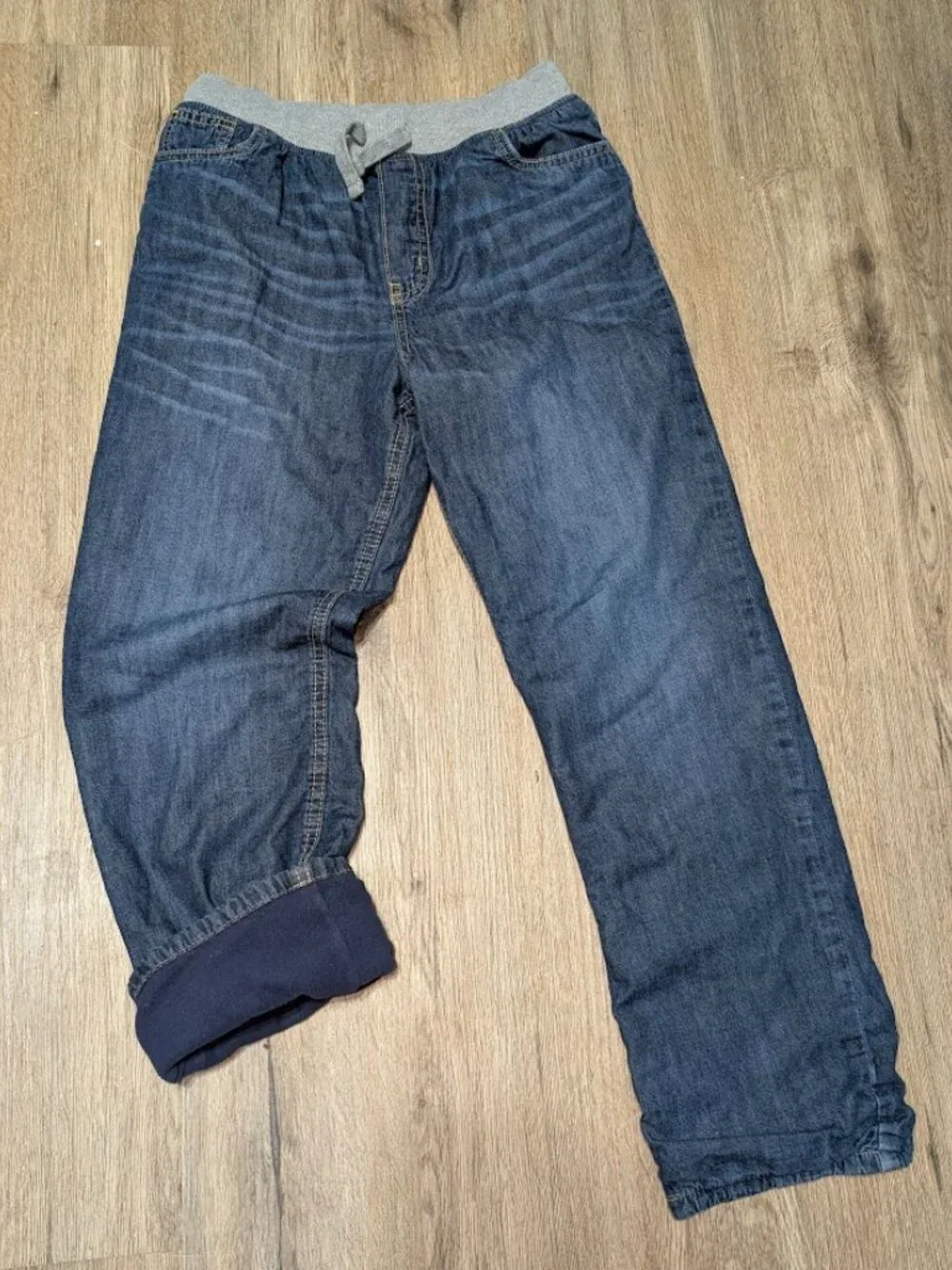 Oshkosh Boys 12 Dark Wash Jean-like Pants Blue Fleece Lined